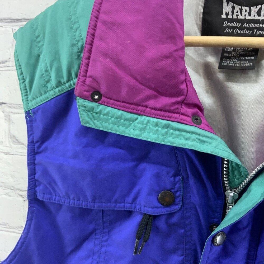 Marker Vest Sz L Vintage 90’s Cold Weather Color Block Purple - Picture 5 of 10